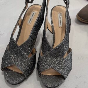 Alex Marie Glittering Slingback Heels - Silver